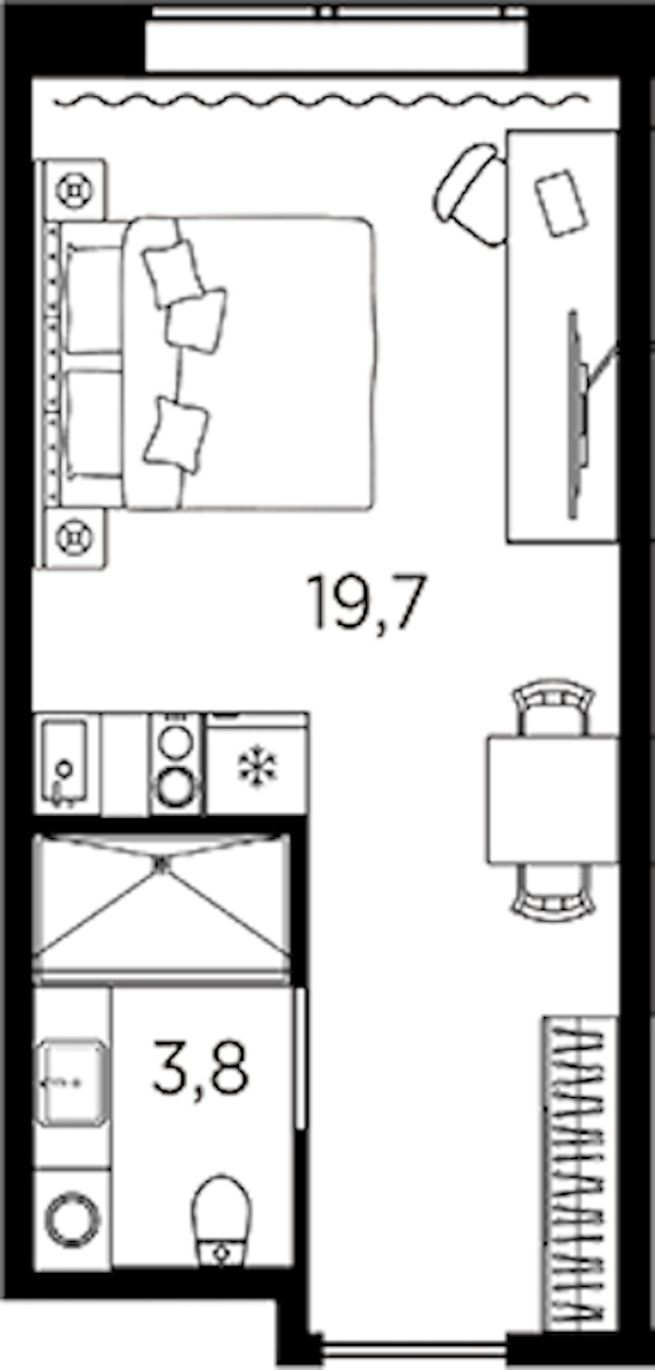 Квартира студия 23.5 м², 2/13 эт., ЖК «AVENIR Industrial»